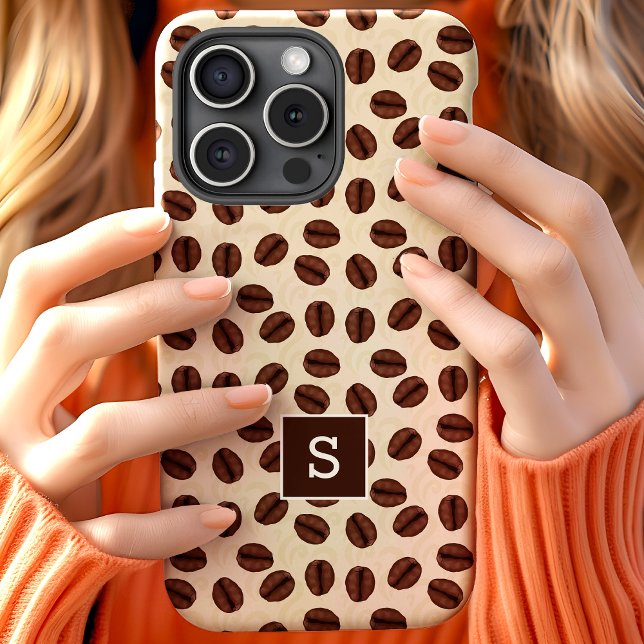 Coffee Bean Swirl Pattern Monogram Iphone Case (Creator Uploaded)