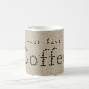 COFFEE bean typography natural kraft paper mug cup