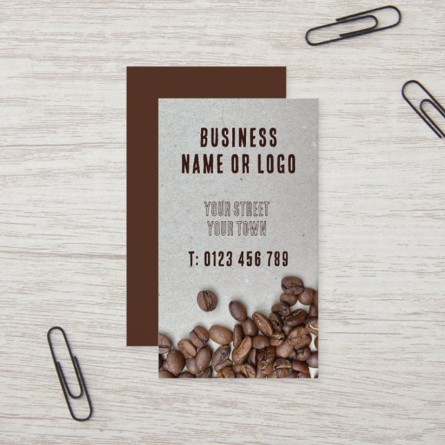 Coffee Bean Vertical Business Card (Front/Back In Situ)
