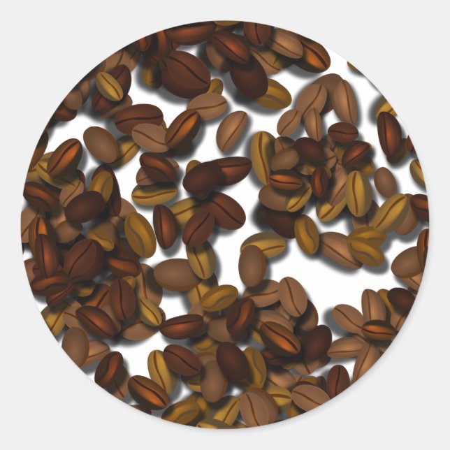 Coffee Beans (Add Background Color) Classic Round Sticker (Front)