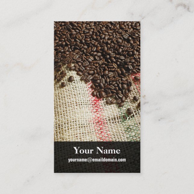 coffee beans and canvas sack business card (Front)