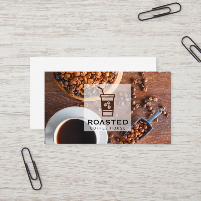 Coffee Beans and Cup of Coffee Business Card (Front/Back In Situ)