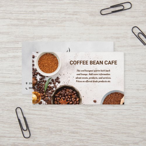 Coffee Beans and Grinds on Marble Table Business Card