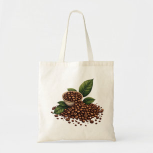 Coffee Beans and Leaves Tote Bag