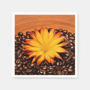 Coffee Beans and Yellow Daisy Napkins