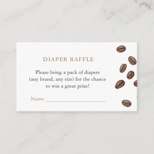 Coffee Beans Baby Shower Diaper Raffle Enclosure Card
