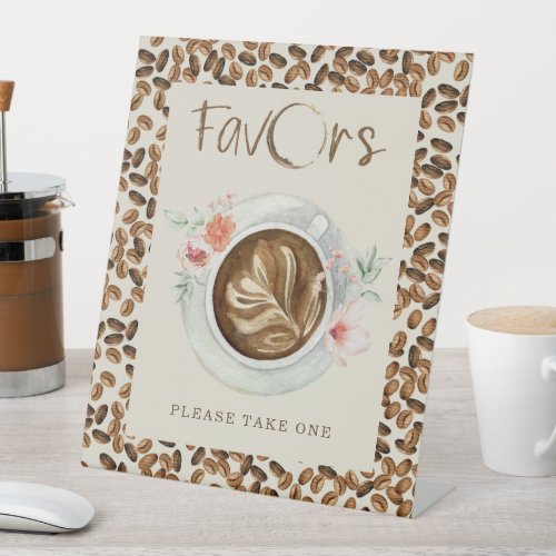 Coffee Beans Baby Shower Favors Floral Pedestal Sign