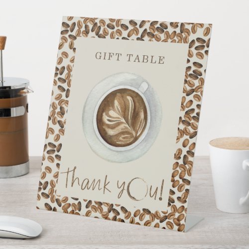 Coffee Beans Baby Shower Gift Table Pedestal Sign