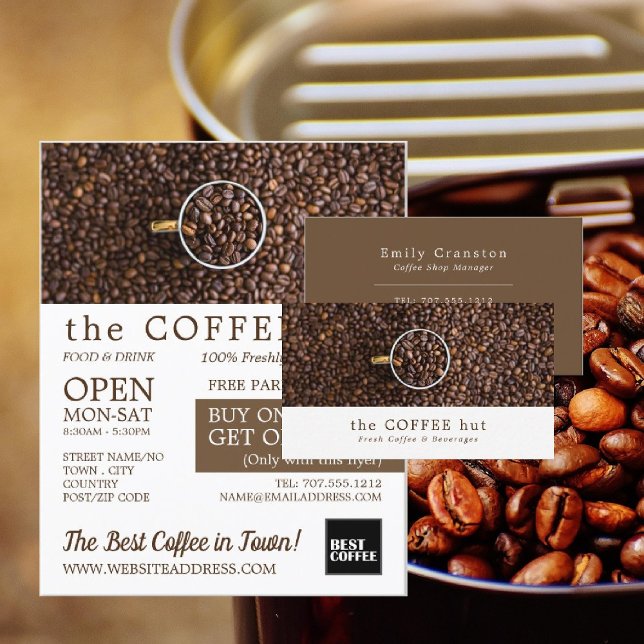 Coffee Beans, Barista, Café, Coffeehouse Business Card (Creator Uploaded)