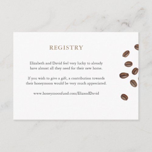 Coffee Beans Bridal Shower Registry Enclosure Card