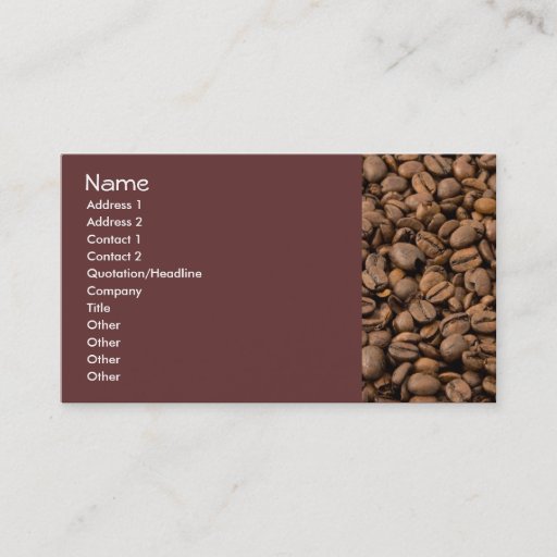 Customizable Coffee Beans Business Card Templates