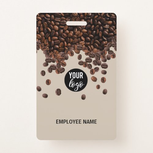 Coffee Beans Business Logo Employee Name Badge