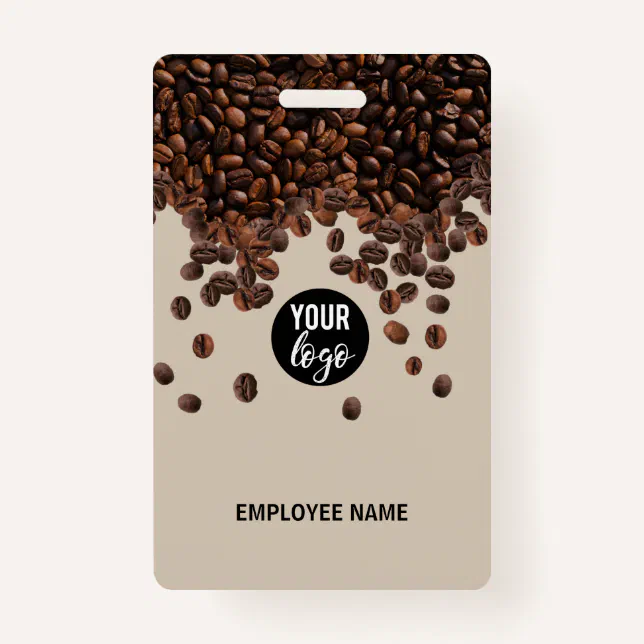 Coffee Beans Business Logo Employee Name Badge Zazzle