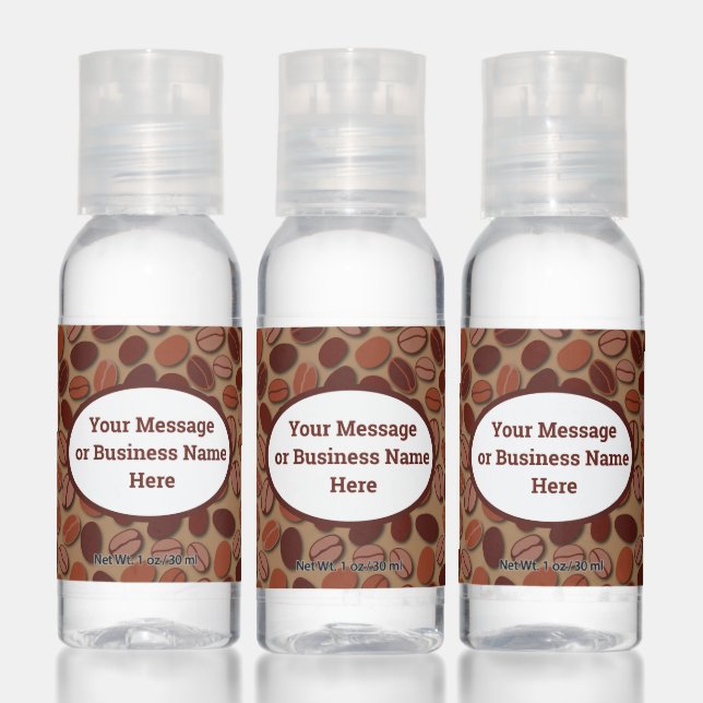Coffee Beans Cafe Business Logo Name Message Hand Sanitizer (Set)