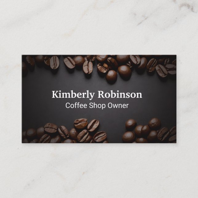 Coffee Beans | Cafe Shop Business Card (Front)