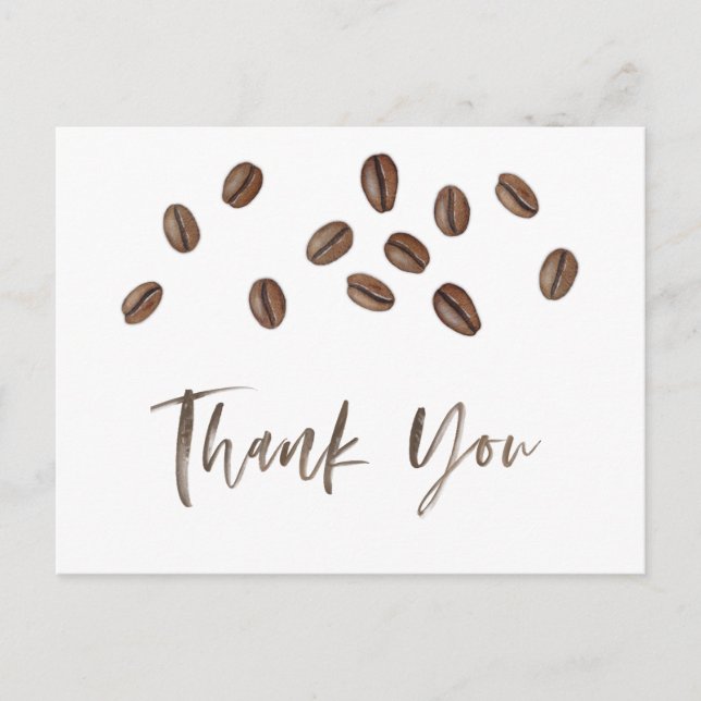 Coffee Beans Caffeine Thank You Postcard (Front)
