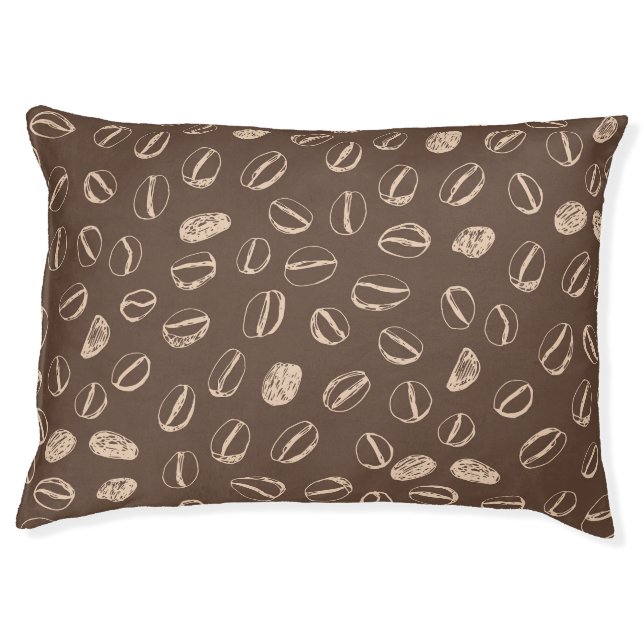 Coffee Beans: Cartoon Doodle Vintage Pet Bed (Front)