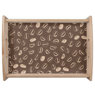 Coffee Beans: Cartoon Doodle Vintage Serving Tray