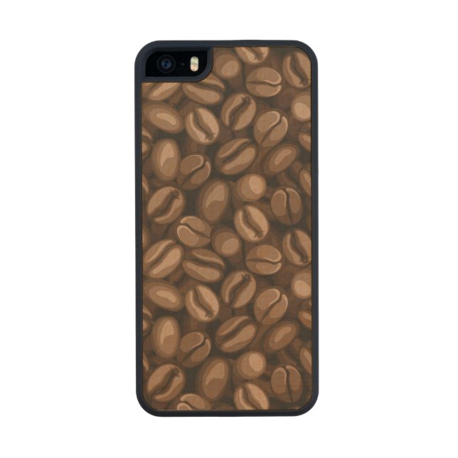 Coffee beans carved wood iPhone case (Back)