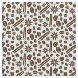 Coffee beans, cinnamon and vanilla pattern fabric