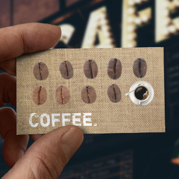 Coffee Beans Coffee Burlap Loyalty Punch by cardfactory at Zazzle