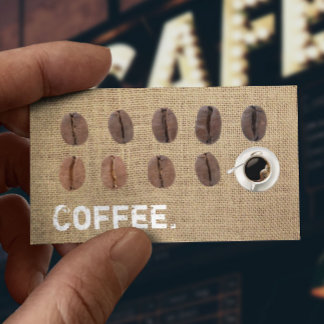 Coffee Beans Coffee Burlap Loyalty Punch Card