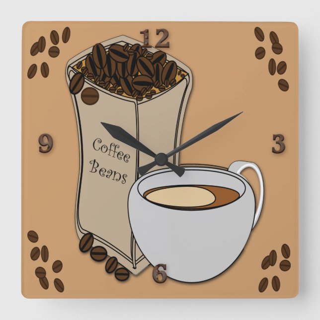 Coffee Beans Coffee Cup Design Wall Clocks (Front)