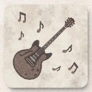 Coffee Beans-Coffee-Guitar-Coffee Art-Music- Beverage Coaster