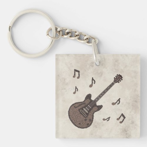 Coffee Beans_Coffee_Guitar_Coffee Art_Music_ Keychain