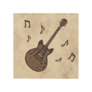 Coffee Beans-Coffee-Guitar-Coffee Art-Music- Wood Wall Art