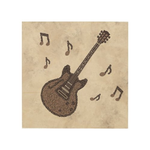 Coffee Beans_Coffee_Guitar_Coffee Art_Music_ Wood Wall Art