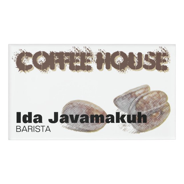 "coffee beans" Coffee House Magnetic Name Tag (Front)