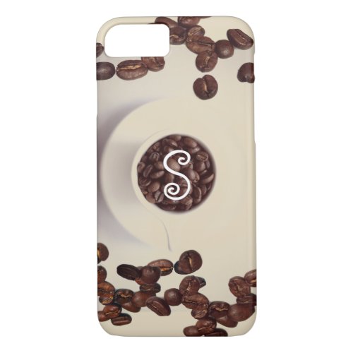 Coffee beans cup saucer cream brown  iPhone 87 case