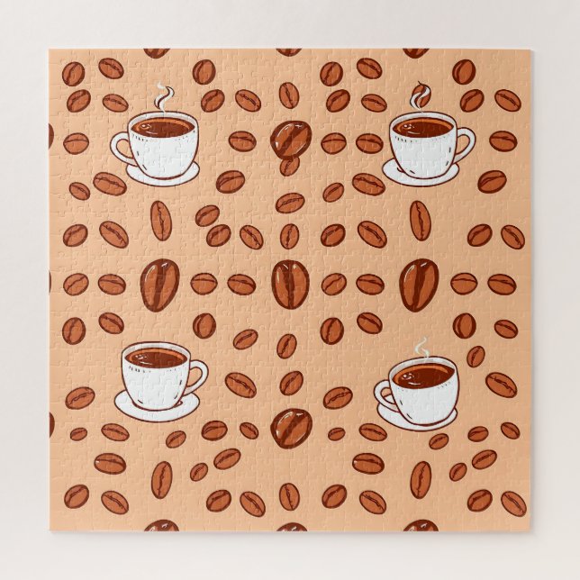 Coffee Beans Cups Cozy Pattern Jigsaw Puzzle (Vertical)