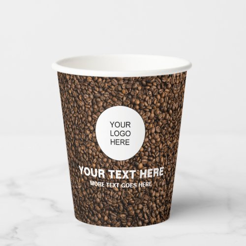 Coffee Beans Custom Business Logo Here Marketing Paper Cups