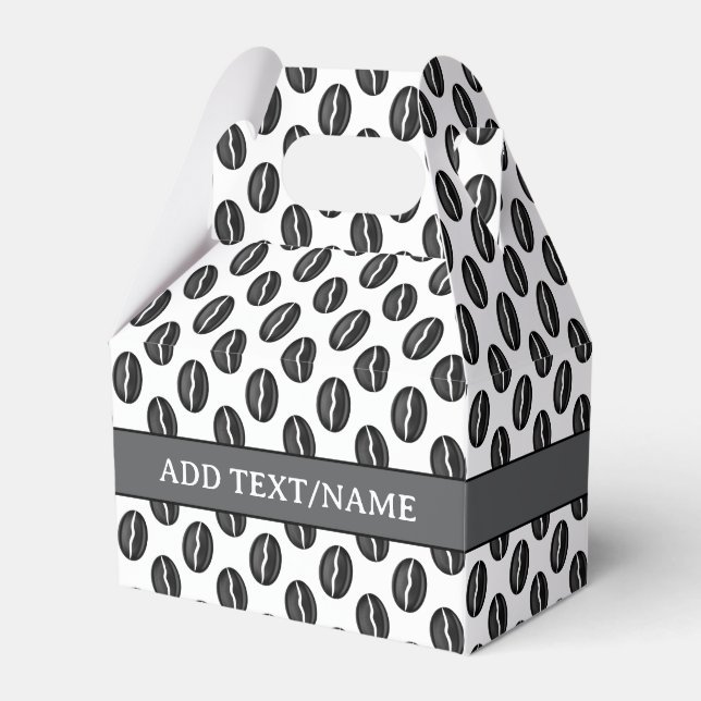 Coffee Beans Custom Name Favor Boxes (Front Side)