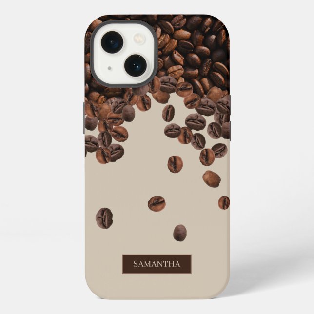 Coffee Beans Custom Name  Iphone Case (Back)