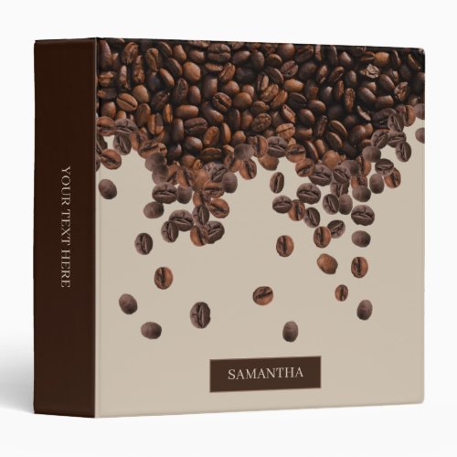Coffee Beans Custom Name Recipe Cookbook 3 Ring Binder