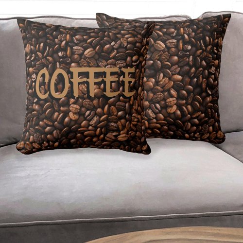 Coffee Beans dark brown Throw Pillow