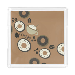 Coffee Beans Donuts Sweet Barista Acrylic Tray