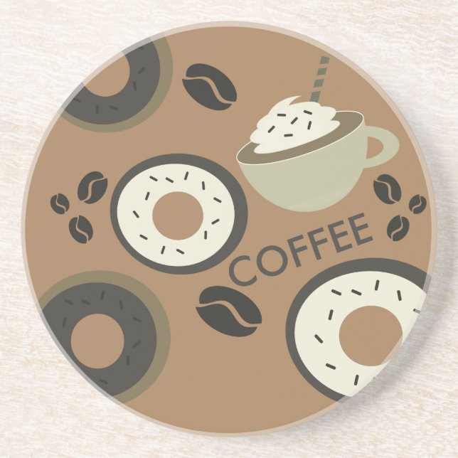 Coffee Beans Donuts Sweet Barista Coaster (Front)
