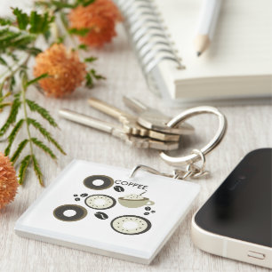 Coffee Beans Donuts Sweet Barista Keychain