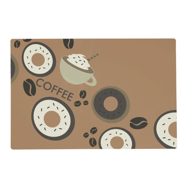 Coffee Beans Donuts Sweet Barista Placemat (Front)