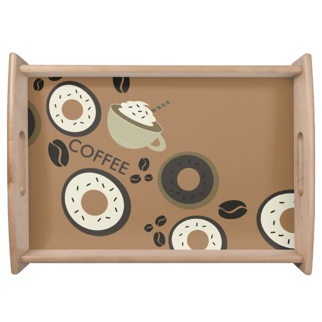 Coffee Beans Donuts Sweet Barista Serving Tray (Front)