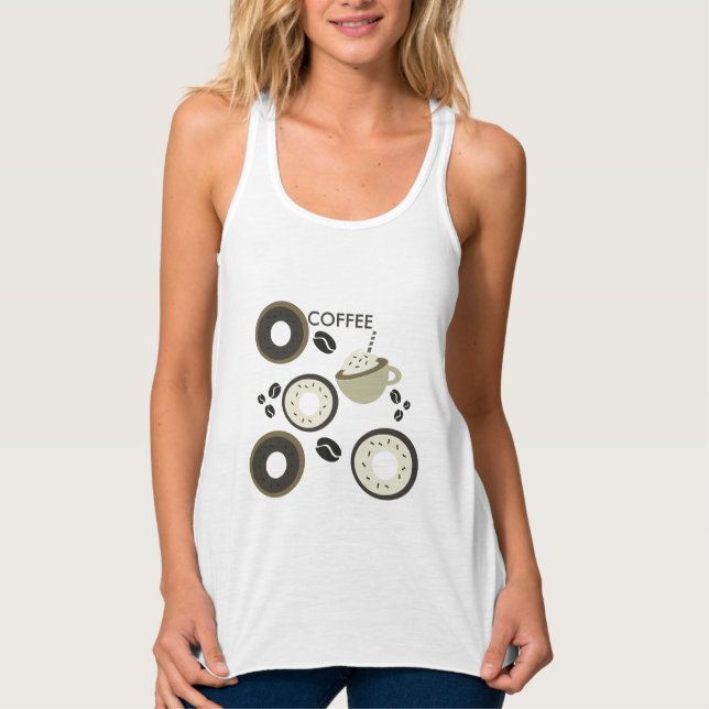Coffee Beans Donuts Sweet Barista Tank Top (Front)