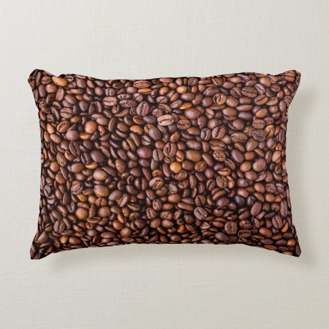 Coffee beans food texture pattern accent pillow (Front)