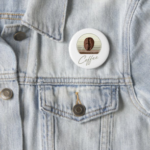 Coffee Beans For Espresso And Retro Barista Button