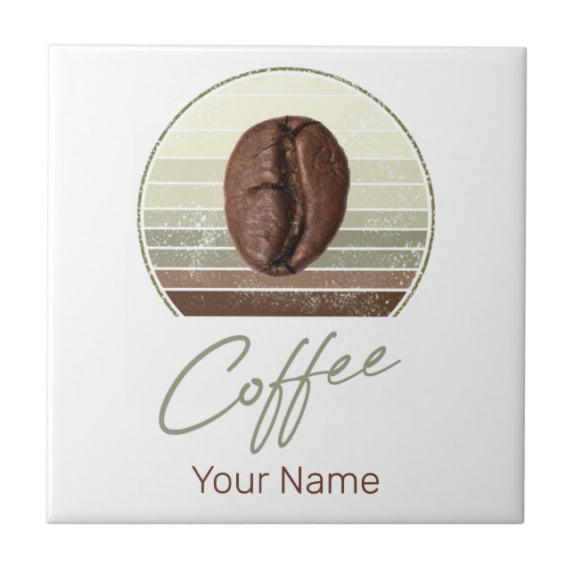 Coffee Beans For Espresso And Retro Barista Ceramic Tile (Front)