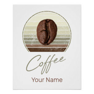 Coffee Beans For Espresso And Retro Barista Poster