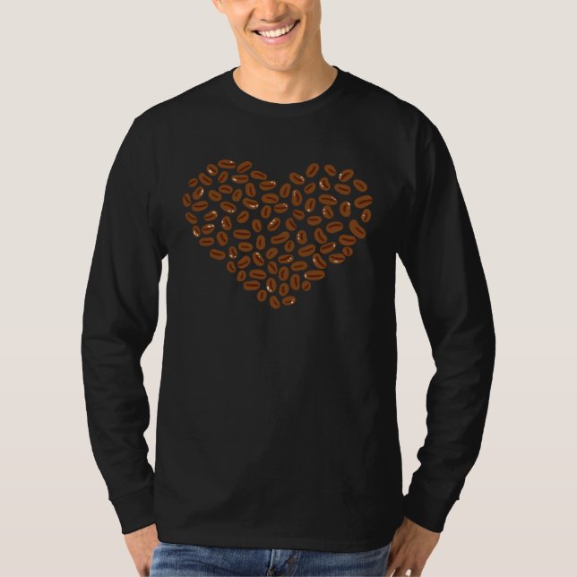 Coffee Beans Heart Caffeine drink cup T-Shirt (Front)